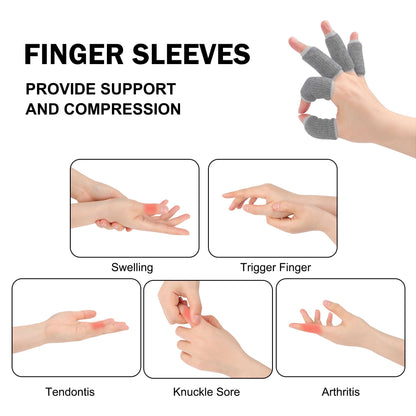 uxcell 10pcs Finger Protectors Splints, Compression Finger Sleeves Thumb Brace for Trigger Finger, Elastic Covers for Basketball, Breathable Finger Supporter 2.2" x 1"