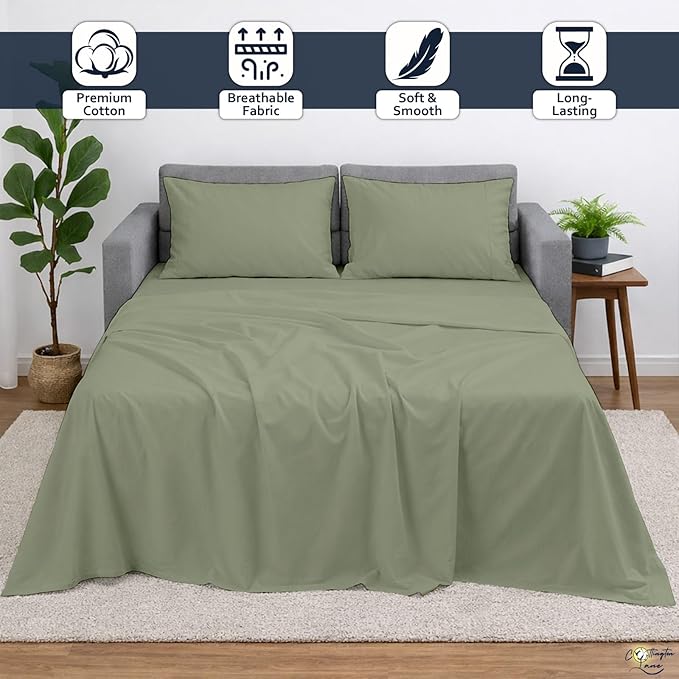 Cottington Lane Sleeper Sofa Sheets Queen Size, 4 Piece Premium Quality 100%