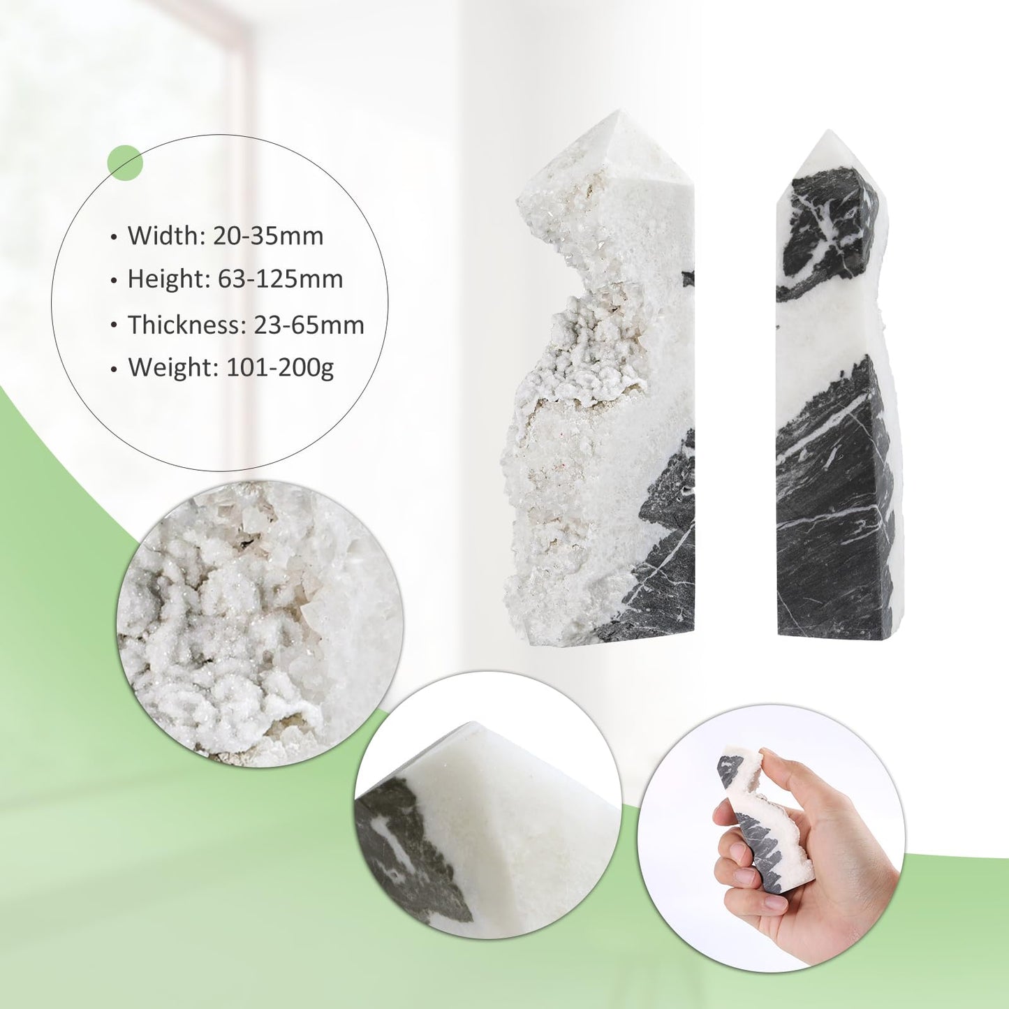 rockcloud Natural Rock Crystal Geode Obelisk Stone, Irregular Reiki Crystal Quartz Cluster Mineral Specimen for Home Office Decor, 0.22-0.44 lb