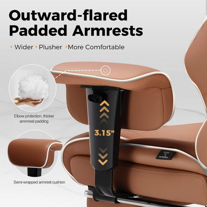 GTPLAYER Big and Tall Gaming Chair 400lbs Heavy Duty Office Chair with Foot Rest & Ergonomic Pocket Spring Cushion, High Back Lumbar Support for Lower Back Pain Relief, Coffee Brown