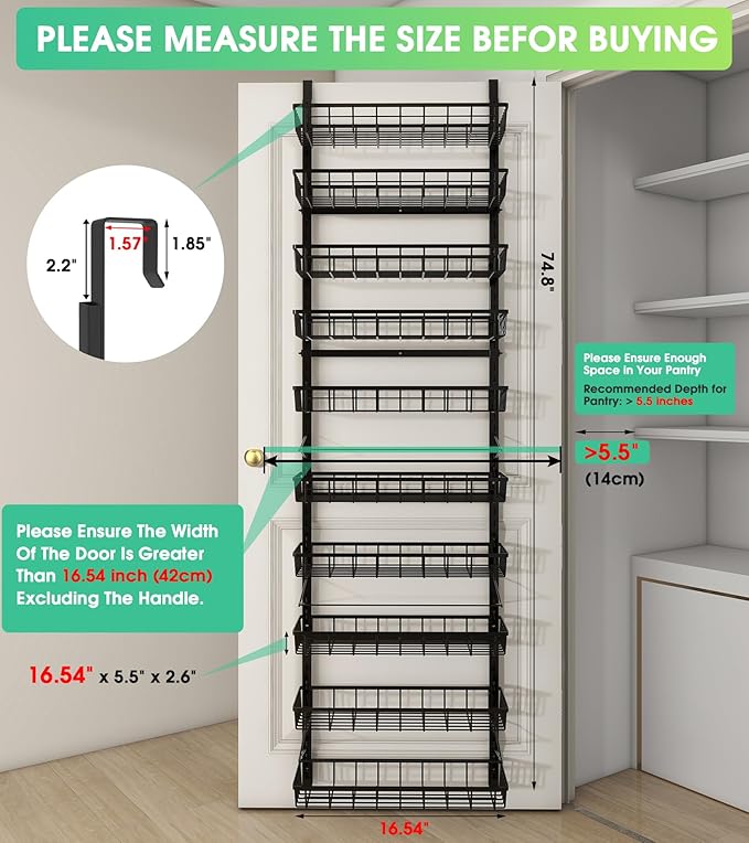 10-Tier Over The Door Pantry Organizer, Pantry Organization and Storage