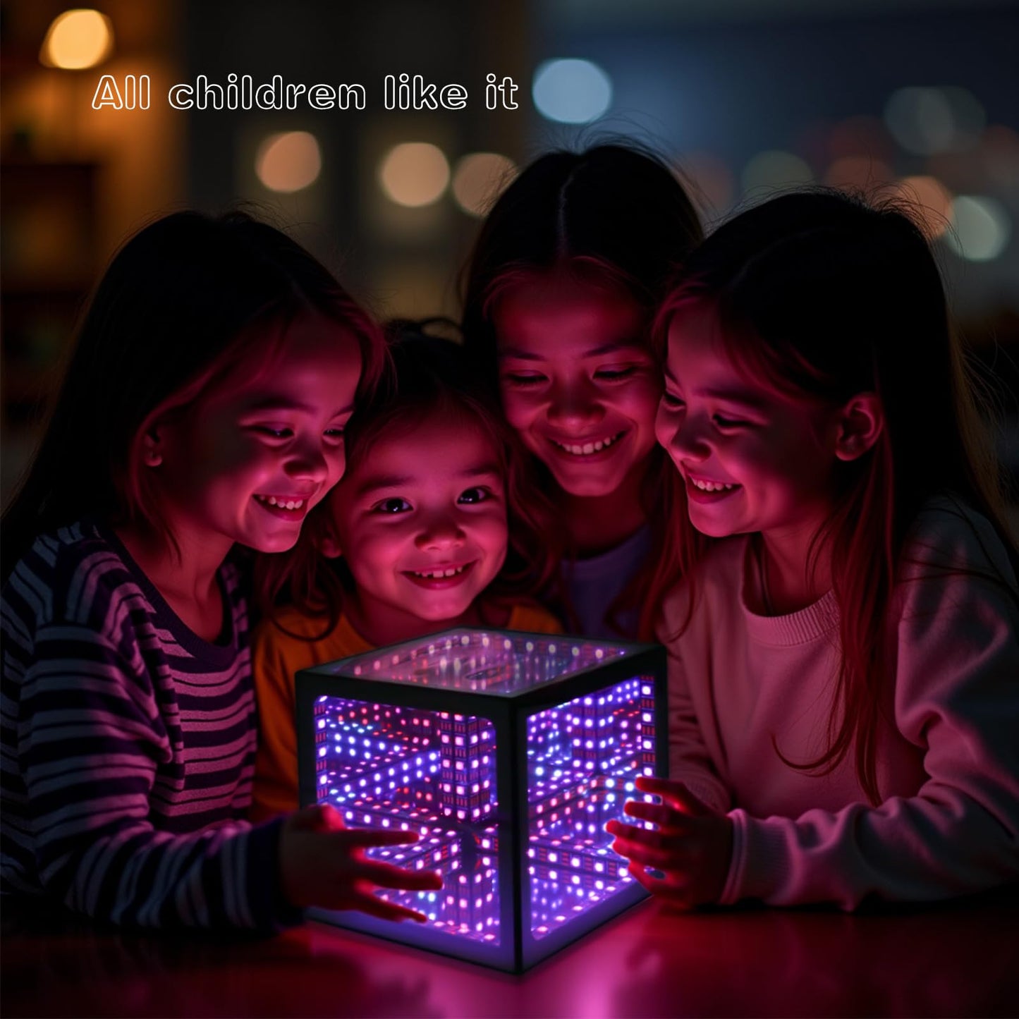 Heepulor Infinity Mirror Hyper Cube Table Lamp, Desk Art Night Light, Color-Changing Music-Sync APP-Controlled Ambient Light for Gaming, Party, Home, Gift (6 Inches)