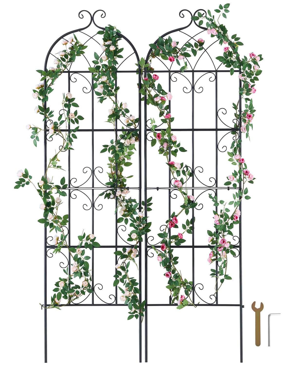 VEVOR 71 x 20 in, 2 Packs Rustproof Metal Garden Flower Trellis, Outdoor Climbing Rose & Cucumber Support, Decorative Clematis Trellis for Courtyards & Lawns
