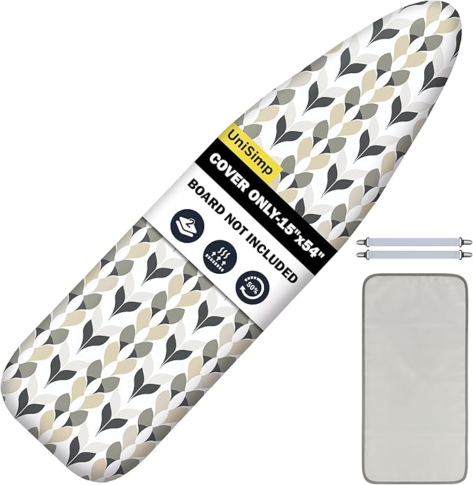 Ironing Board Cover and Pad 15"x54" Extra Thick Natural Cotton, Scorch and