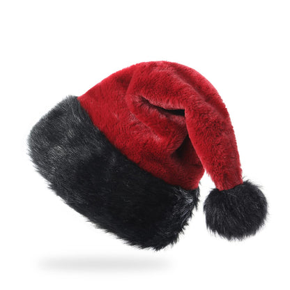 TWSANTAMAS Personalized Santa Hat - Super Soft Plush Christmas Hat for Adults, Unisex Holiday Party Gift (Black-Burgundy)