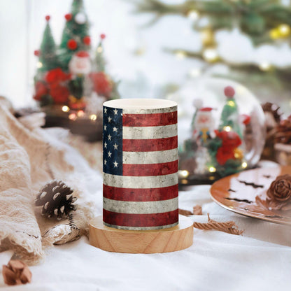 panksolu Flickering Flameless Candles, American Flag Patriotic LED Candles with Remote Timer, Battery Operated Candle for Valentine Wedding Halloween Christmas Decor - Set of 2