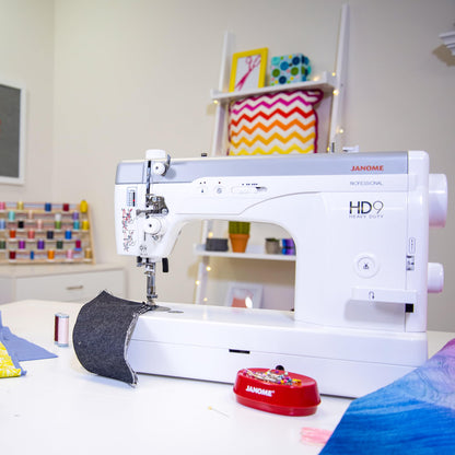 Janome HD9 Heavy Duty High Speed Sewing Machine, with Extra Large Bobbin with Bonus Bundle