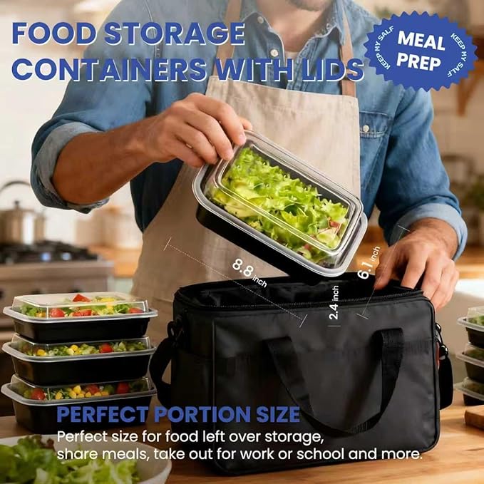 32oz 10 Pack Meal Prep Containers Reusable BPA-Free, Disposable Food Storage