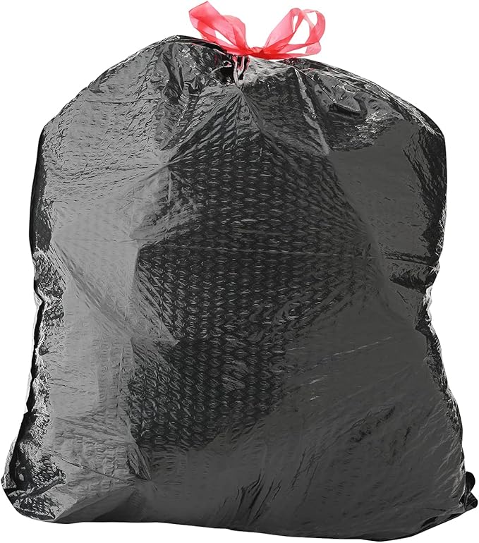 Amazon Basics Flextra Multipurpose Drawstring Trash Bags, 30 Gallon, Tear