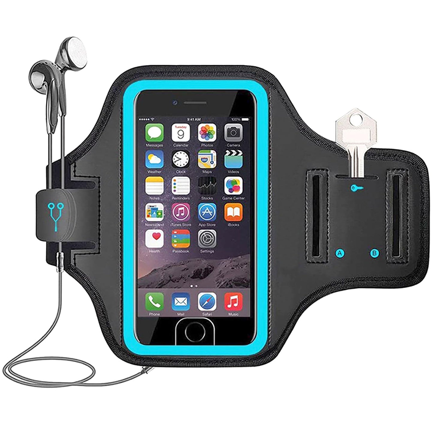 Waterproof Cell Phone Armband, 6.8 Inch x 3.2 Inch Enlarge Phone Bag Phone for Running, Footing, Sports and Mountaineering (Blue)