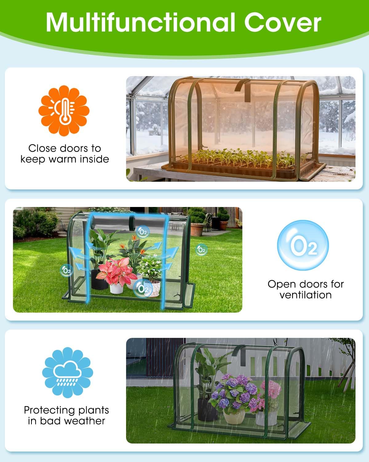 MQJIAZHI Mini Greenhouse Indoor Outdoor, 23.6*16.2*12.2 Inch Portable Tabletop Plant Greenhouse for Plant Growth and Seedling Propagation, Small Greenhouses for Garden Balcony Windowsill Home Use