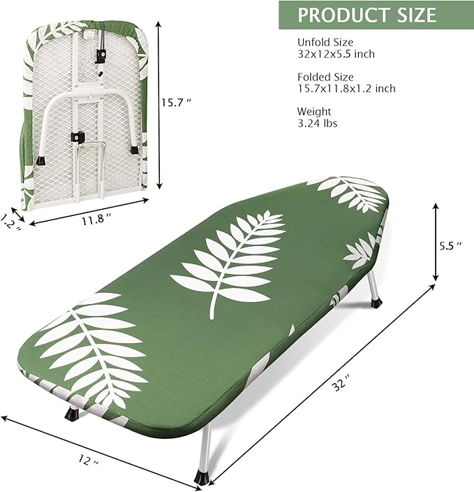 SheeChung Tabletop Ironing Board 12"x32", Small Ironing Boards