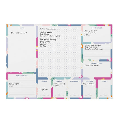 Busy B A3 Desk Pad in Floral with 36 Tear-off Sheets, Reminders, Notes and Handy Year Planner