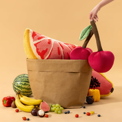 Phantoscope Papaya Shaped Throw Pillow, Fruit Themed Cushion for Couch, Bed and Chair, Pink, 10 x 15 inches