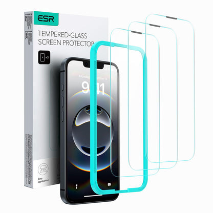 ESR 3 Pack for iPhone 15 Pro Max Screen Protector, [9H Hardness] [Military Grade Shatterproof] Full Coverage Tempered Glass Film with Easy Installation Tool, HD Clear, Scratch Resistant