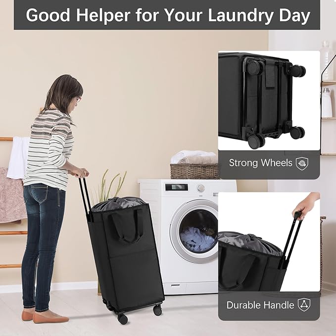Bukere Extra Large Rolling Laundry Basket