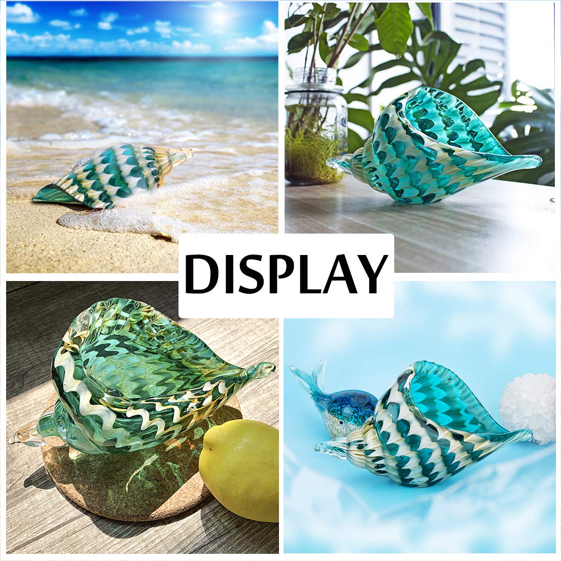 Qf Hand Blown Seashell, Beautiful Home Decor, Handmade Glass Art, Glass Conch