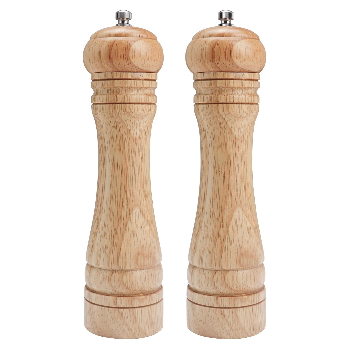 Gulex® Wood Pepper Grinder Pepper Mill,Adjustable Coarseness 8 Inch Wooden Peppermill, Ceramic Grinding Mechanism Salt Mill Refillable (1 pack) (Light-2PC)