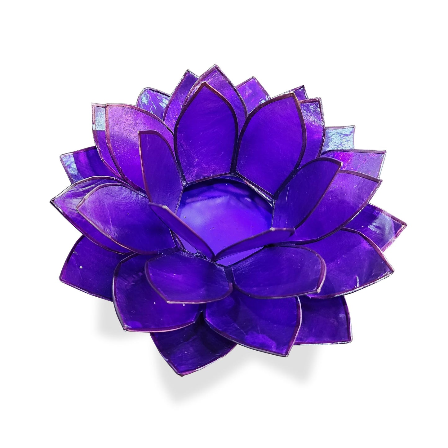 Moonshadow Handmade Capiz Shell Lotus Tea Light Holder, Elegant Flower Design with Natural Translucent Finish, Ideal for Home Decor, Meditation, Weddings & Serene Centerpieces, Purple