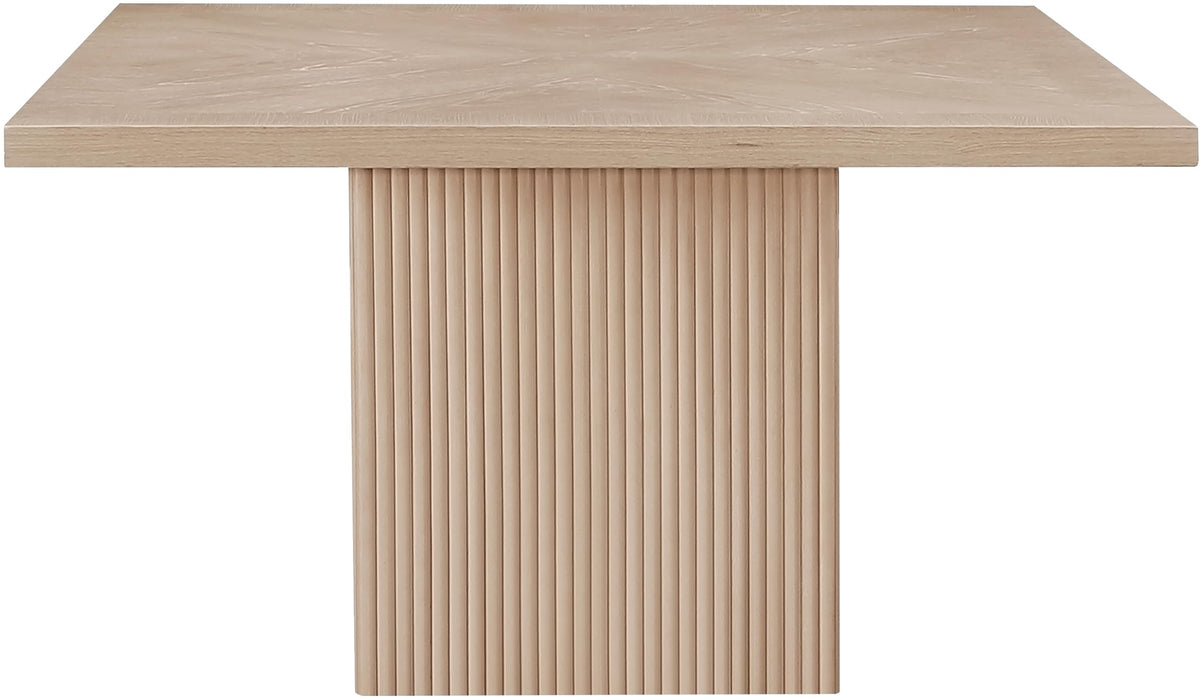 Meridian Furniture 729Oak-T Belinda Collection Mid-Century Modern Dining Table, Solid Wood Base, Natural Finish Oak Wood Veneer MDF Top, Square Top, Fluted Base, 54" W x 54" D x 31" H, Oak