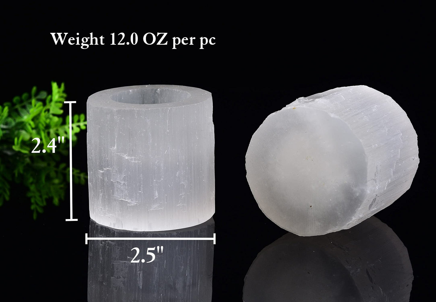 AMOYSTONE Selenite Tealight Holders Natural Crystal Candle Holders Decorative Tealight Candlestick White Candle Stand 2.5" 2PC