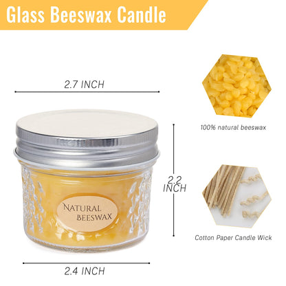 DEYBBY 3 Pack Beeswax Jar Candles Set - Beeswax Candles Gift,18 Hrs Burn - Handpour Bees Wax Candle for Dinner Home Party Spa