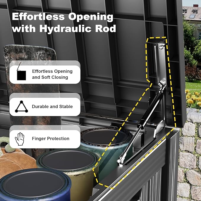 150 Gallon Outdoor Storage Box, Weather Resistant & Waterproof Resin Deck Box with UV Protection, Rattan Black Patio Storage Cabinet for Garden, Patio, Porch, Poolside(Black)