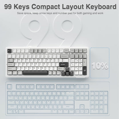AULA F99 Wireless Mechanical Keyboard,Tri-Mode BT5.0/2.4GHz/USB-C Hot Swappable Custom Keyboard,Pre-lubed Linear Switches,RGB Backlit Computer Gaming Keyboards for PC/Tablet/PS/Xbox