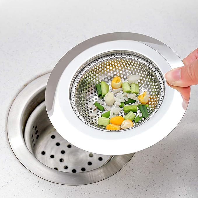 Kingrol 6-Piece Kitchen Sink Strainer Set, 4.5" Stainless Steel Sink Food