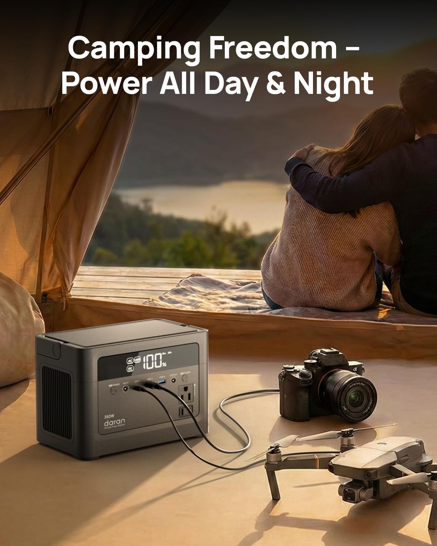 2026 Portable Power Station 700W Surge, 288Wh LiFePO4 Battery Backup, Power Bank with AC Outlet 350W/110V, Solar Generator Fast Charging for Camping Essentials, Hurricane Emergency, Home, Road Trips