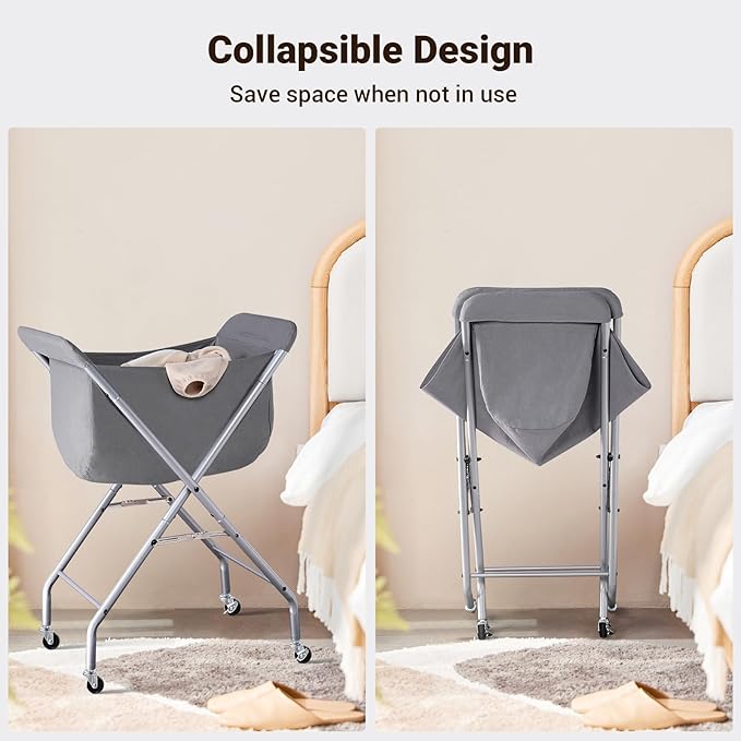 ELYKEN Laundry Cart with Wheels, 32”H Easy Rolling Laundry Hamper with