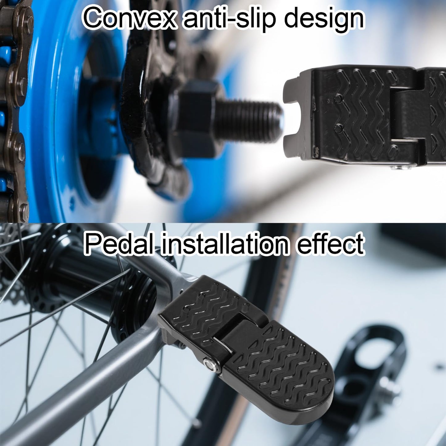 2pcs Bike Rear Pedals, Steel Plate Non-Slip Folding Bike Foot Pegs for Foldable Passenger Cycling Accessories for E-Bike Mountain Bikes Road Bikes BMX
