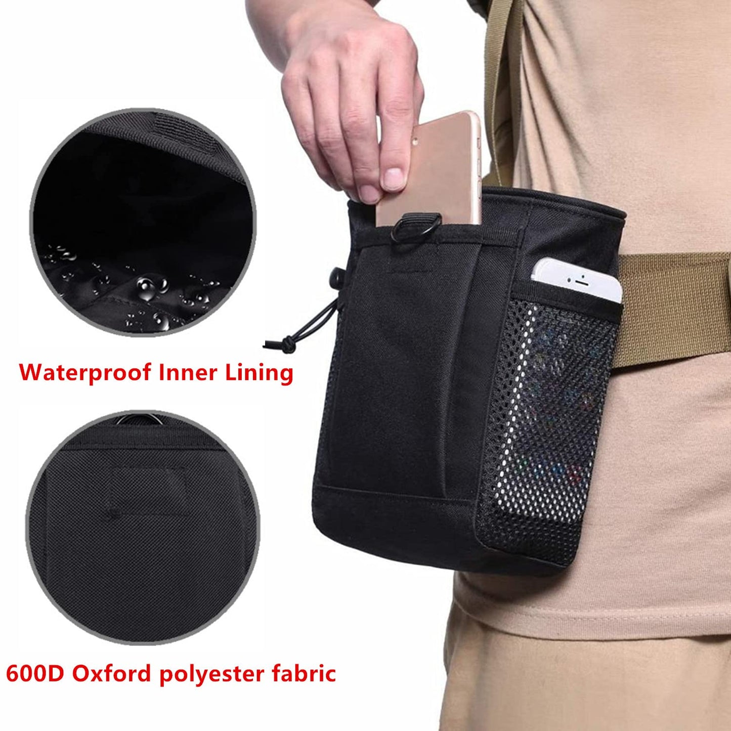Rock Climbing Chalk Bag, goldhik Bouldering Chalk Bags with Quick-Clip Belt and 3 Pockets, Great Equipment for Rock Climbing, Gym Training, Gymnastics, Weightlifting