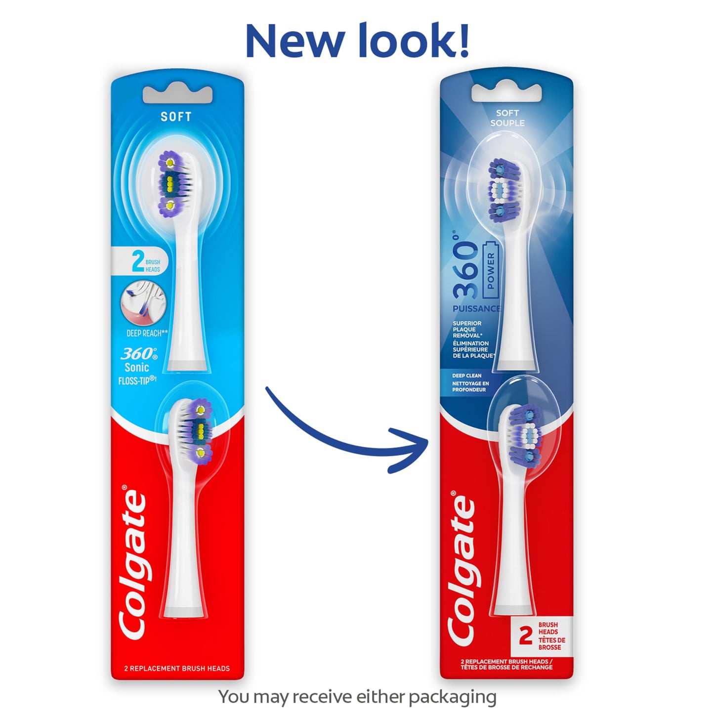 Colgate 360 Floss Tip Sonic Powered Battery Toothbrush Refill Pack - 2ct