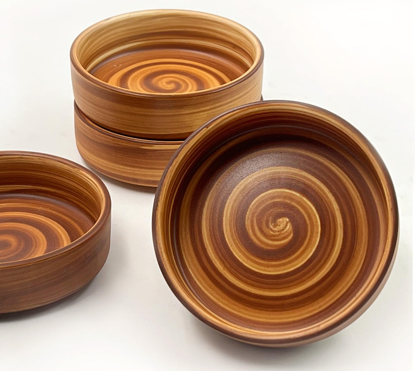 SNAIL GARDEN Handmade Dipping Bowls Set of 4,4oz Small Ceramic Soy Sauce Dish Dipping Bowls, Stoneware Cups for Dips,Sushi,Wasabi, Appetizers, Vintage Ramekins for Creme Brulee - Microwave & Oven Safe