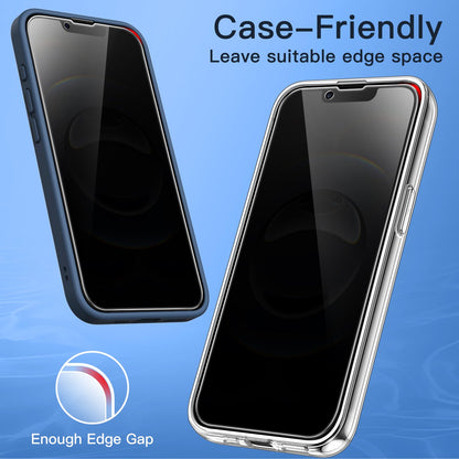 JETech Privacy Full Coverage Screen Protector for iPhone 16e 2025, iPhone 13/13 Pro 6.1-Inch, Anti-Spy Tempered Glass Film, Edge to Edge Protection Case-Friendly, 2-Pack