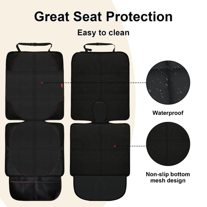MORROLS Car Seat Protectors For Child Car Seats,1 Pack Waterproof Leather Seats Protectors With Non-Slip Bottom Large Mesh Pockets Leather And Fabric Car Seats For SUV, Sedan, Trunk