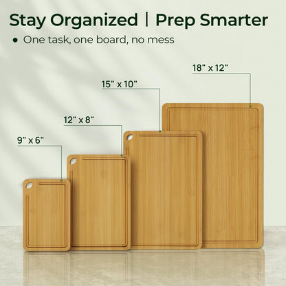 Bamboo Cutting Board, Durable Wood Cutting Boards for Kitchen with Deep Juice Grooves & Built-in Handles, Ideal Charcuterie & Chopping for Meat, Vegetables and Fruits Ideal Kitchen Gifts
