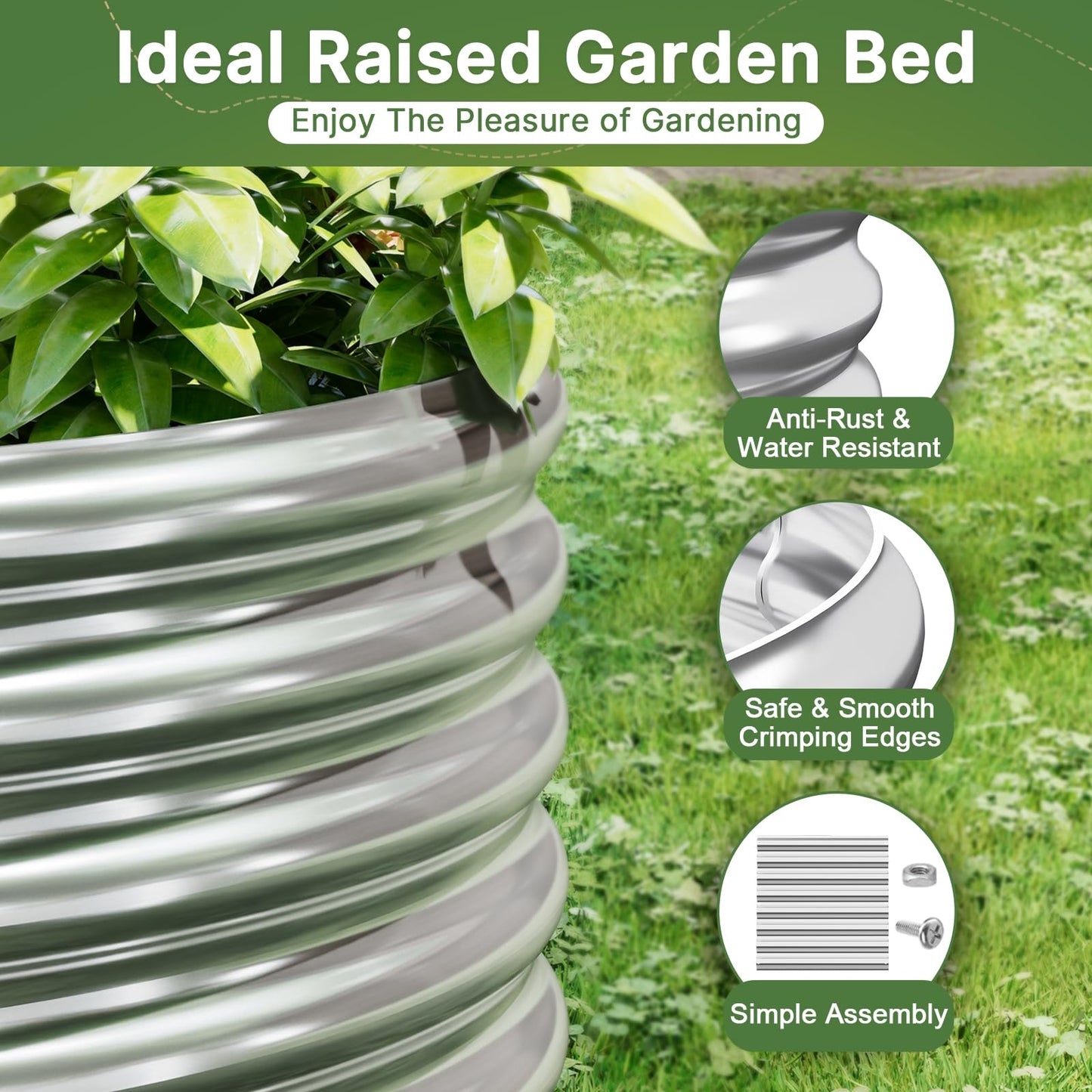 Mostmahes 3 PCS Galvanized Raised Garden Bed Outdoor, Metal Garden Bed for Vegetables, Above Ground Garden Box for Flower, Steel Raised Beds for Gardening - 3x2ft