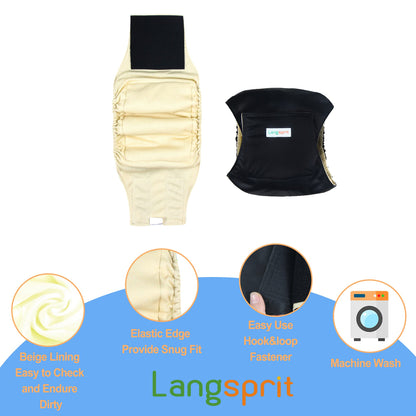 Langsprit Belly Bands for Dogs (Pack of 3) - Absorbing Dog Wraps Washable Reusable Male Dog Diapers (Black, Small)