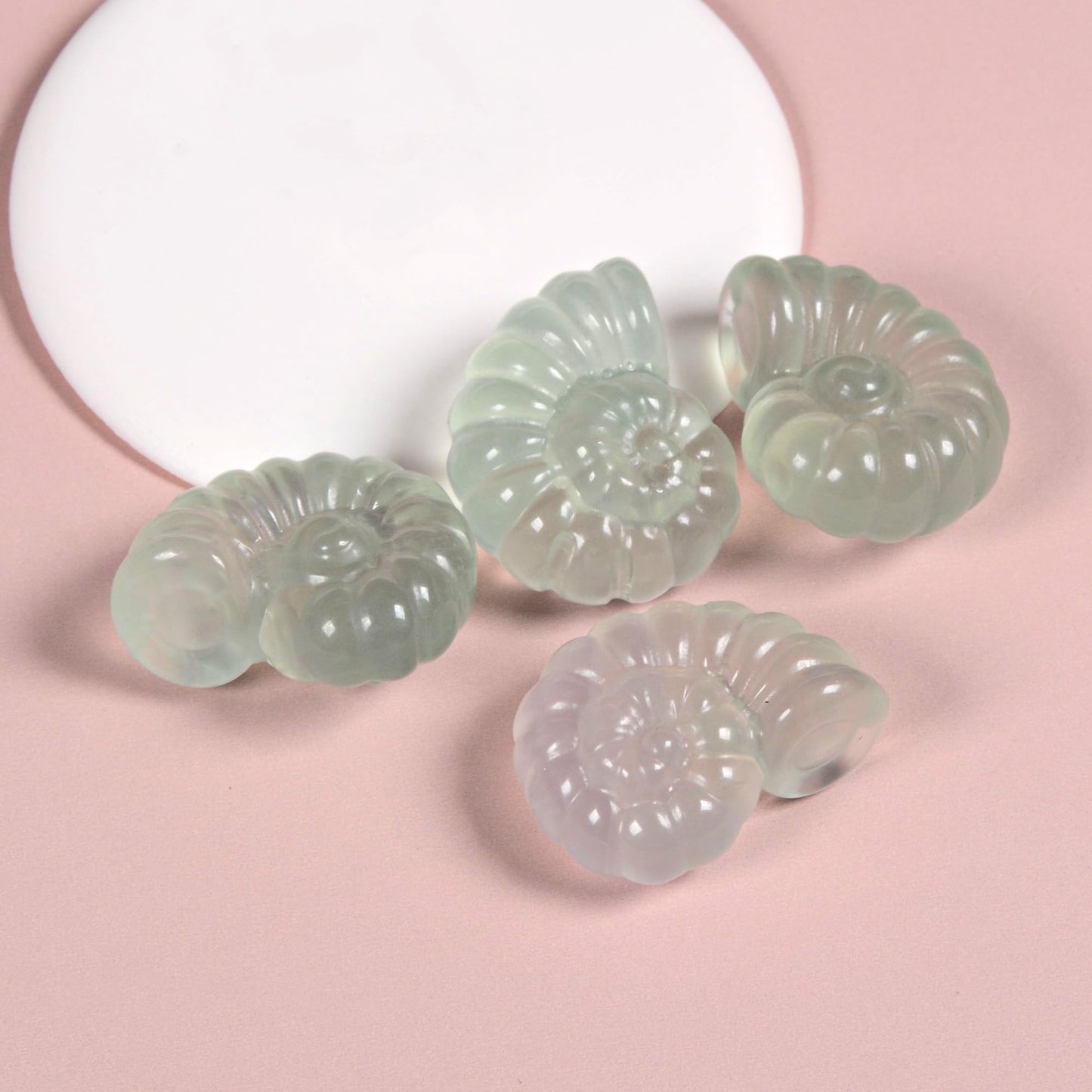Justinstones Natural Gemstone Green Fluorite Carved Nautilus Shaped Statue Jewelry Making Rock Collection Stone Crafts