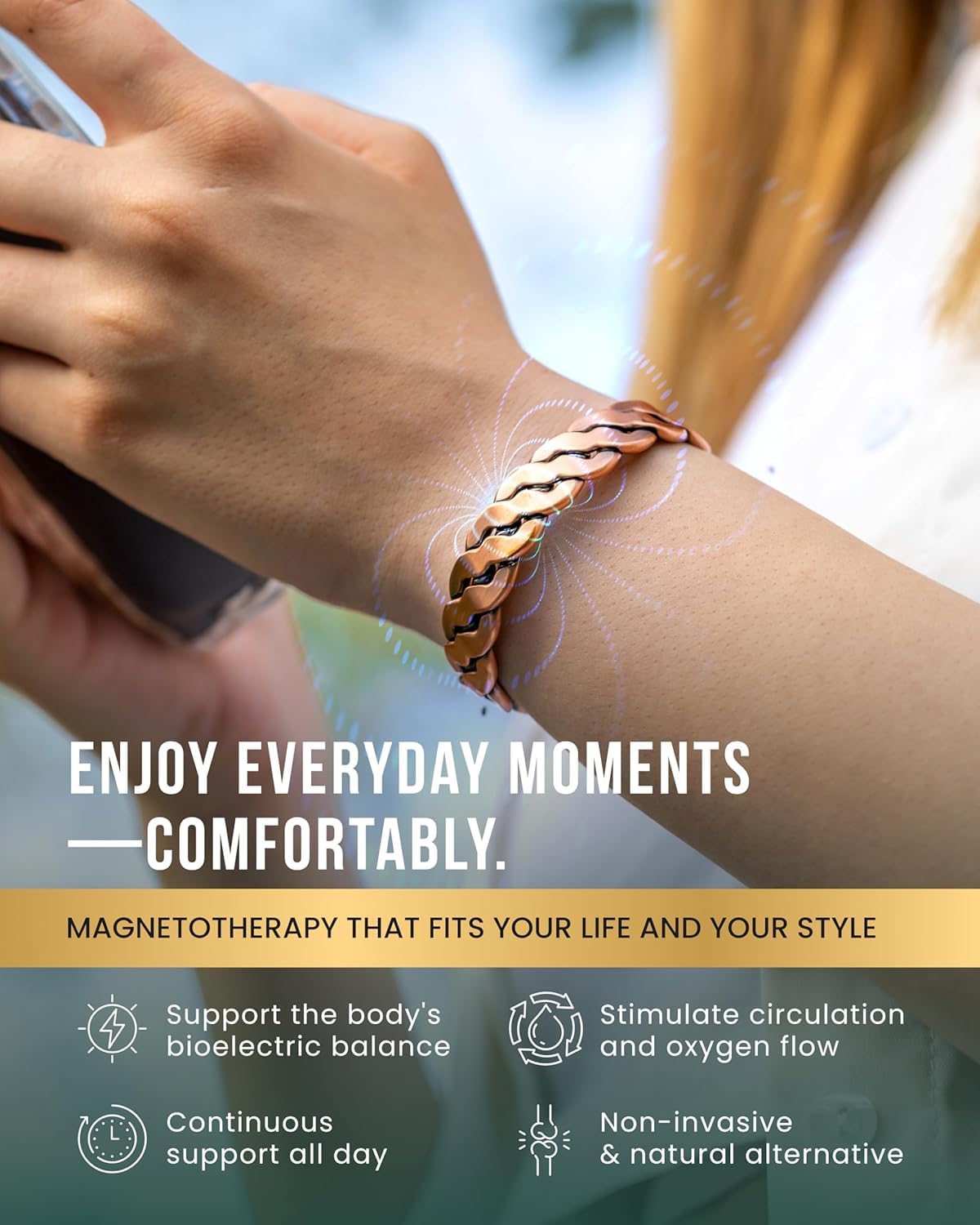 MagnetRX® Pure Copper Magnetic Bracelet - Magnetic Copper Bracelets for Men - Adjustable Cuff + Gift Box (Twisted Copper)