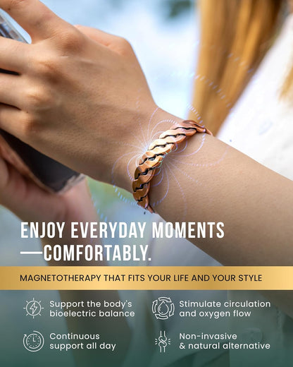 MagnetRX® Pure Copper Magnetic Bracelet - Magnetic Copper Bracelets for Men - Adjustable Cuff + Gift Box (Twisted Copper)