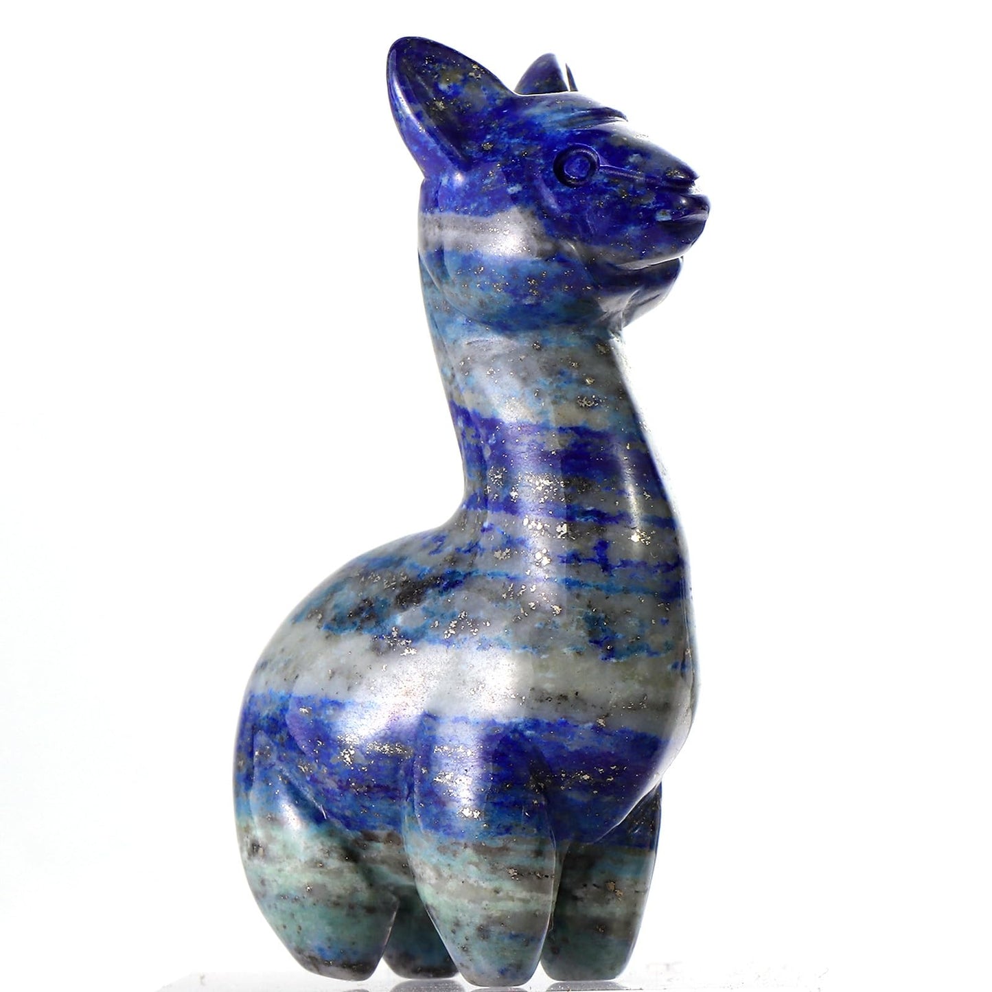 LEADGEM Lapis Lazuli Crystal Alpaca Statue Carved Blue Pocket Animal Carvings Figurine Healing Stone Sculpture for Home Office Decor Gift,2"