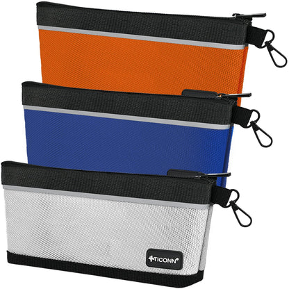 TICONN Tool Pouches with Zipper, 1680D Oxford Small Tool Bags, Waterproof Utility Bag Zipper Pouch for Tool Organizers and Storage (3 Pack Small)