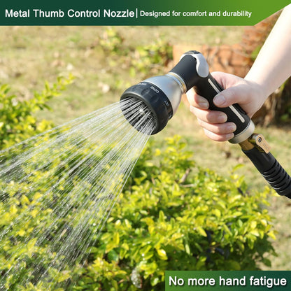 FANHAO Hose Pipe Spray Gun High Pressure, Heavy Duty Metal Garden Hose Gun with 8 Spray Patterns, Thumb Control, On Off Valve for Garden Watering, Car and Pet Washing