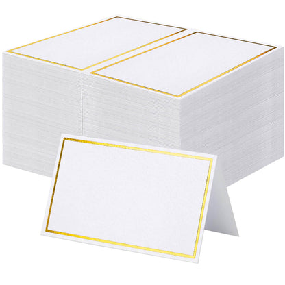 120Pcs Premium Place Cards, Small Table Cards with Gold Foil Border, 2" x 3.5" Tent Cards, Escort Cards, Name Cards, Wedding Place Cards for Wedding, Table, Dinner Parties, Seating Cards