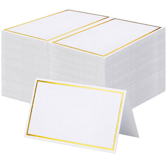 120Pcs Premium Place Cards, Small Table Cards with Gold Foil Border, 2" x 3.5" Tent Cards, Escort Cards, Name Cards, Wedding Place Cards for Wedding, Table, Dinner Parties, Seating Cards