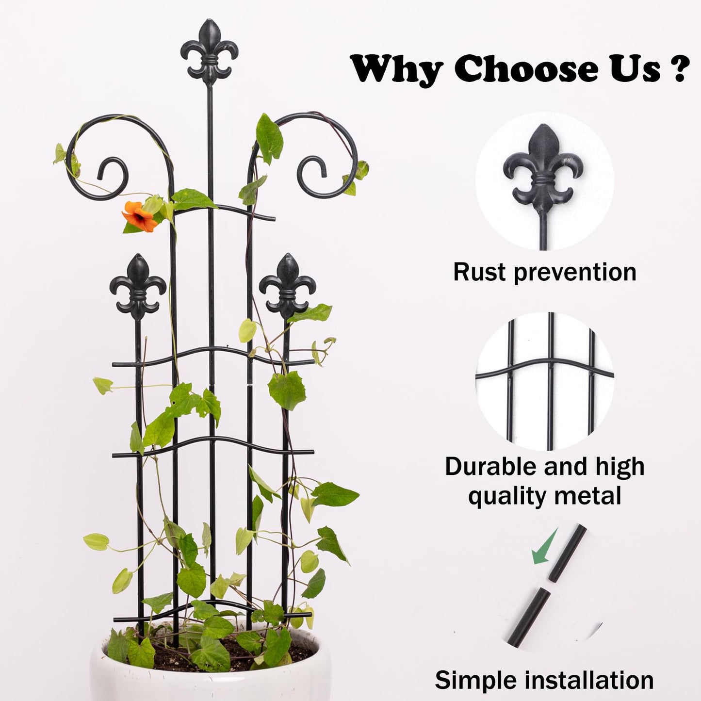 GOOOXIM 31" Trellis for Climbing Plants Indoor - Heavy Duty Metal Support for Potted Plants, Ideal for Vining Plants, Perfect for Tall Monstera & Houseplants, for Gardeners & Plant Lovers