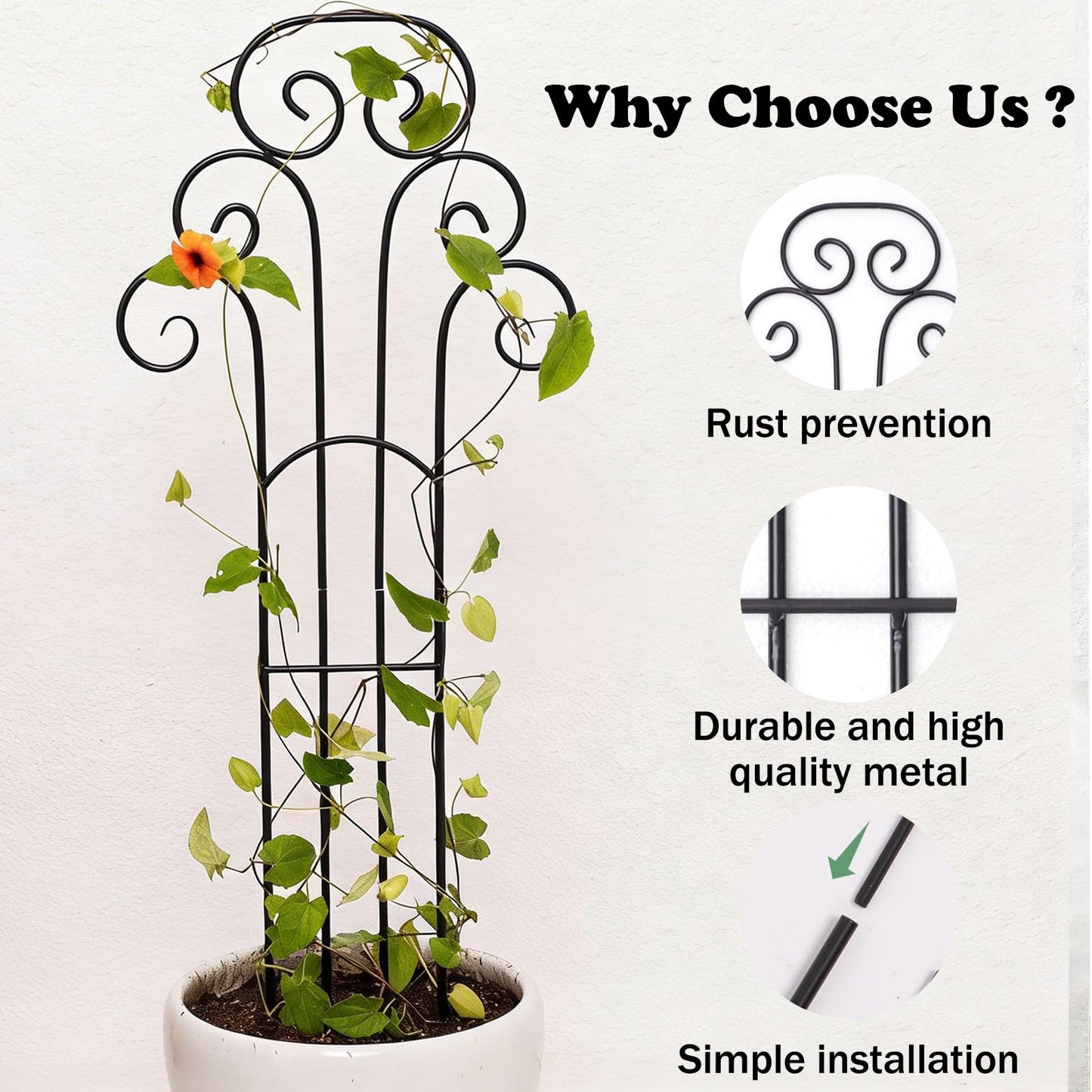 GOOOXIM 31 Inch Trellis for Potted Plants - Iron Plant Support for Climbing Vines and Houseplants, Ideal Garden Stake for Monstera and Medium Plants, Perfect for Indoor and Outdoor Use